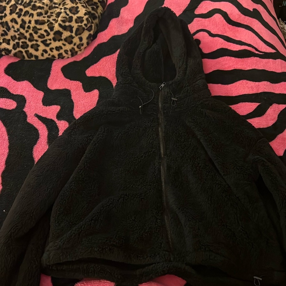 Victoria’s Secret Pink Sherpa Crop Sweatshirt Women’s Size L
